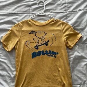 Yellow Graphic Tee with Skateboard Print